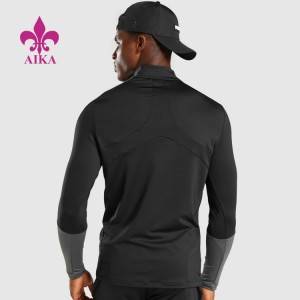 Fast delivery Gym T Shirts For Men – Wholesale Men Clothing Shirts Half Zip Long Sleeve Moisture Wicking Compression Gym T Shirts – AIKA