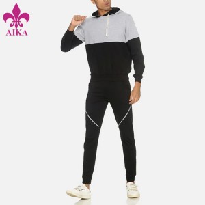 High Quality Running Wear Sweatsuit Mens Hoodie Joggers Color Panel Men Tracksuit