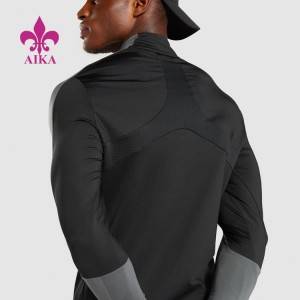 Wholesale Men Clothing Shirts Half Zip Long Sleeve Moisture Wicking Compression Gym T Shirts