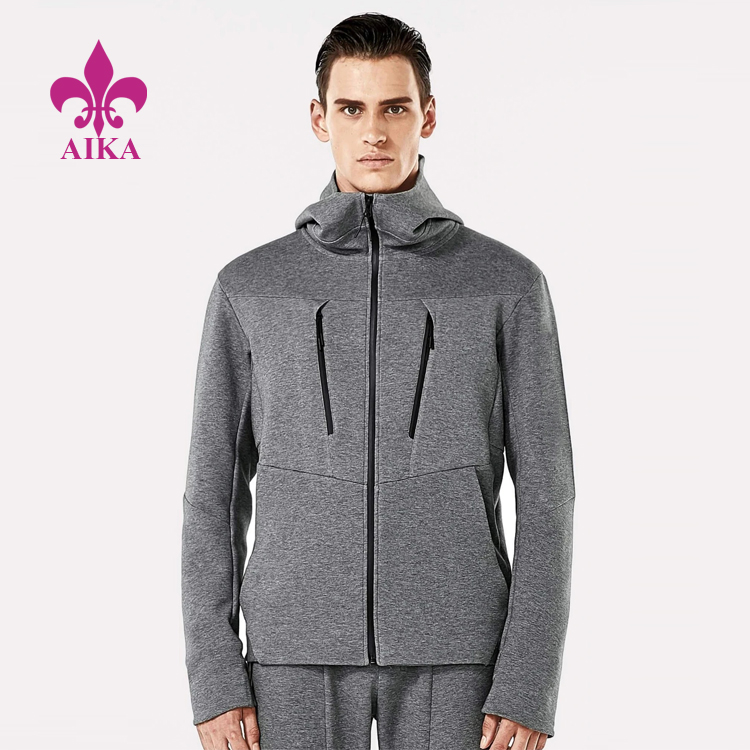 Wholesale Custom Men Sports Wear High Neck Keep Warm Soft Comfy Hoodie Jacket