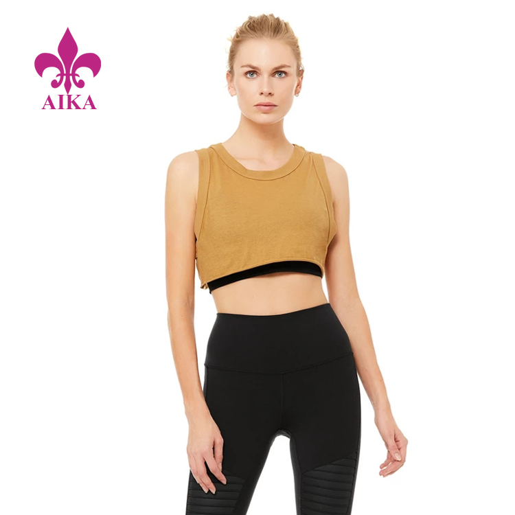 OEM High Quality Wholesale Slim Fitness Slightly Cropped Gym Yoga Tank Top for Women
