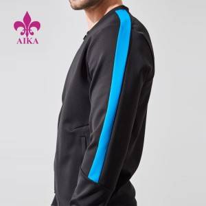 New Trendy Custom Logo Sleeve Spliced Color Blank Men Lighweight Wokrout Track Gym Jacket