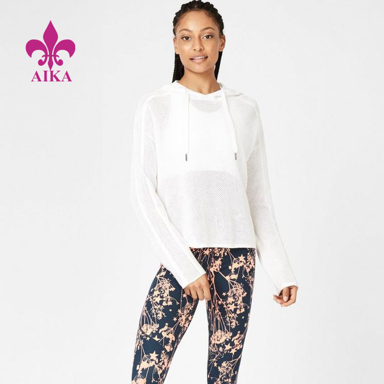 New Delivery for Custom T Shirt - OEM wholesale  women mesh hoodies regular fitness wear running pullover sweatshirt – AIKA
