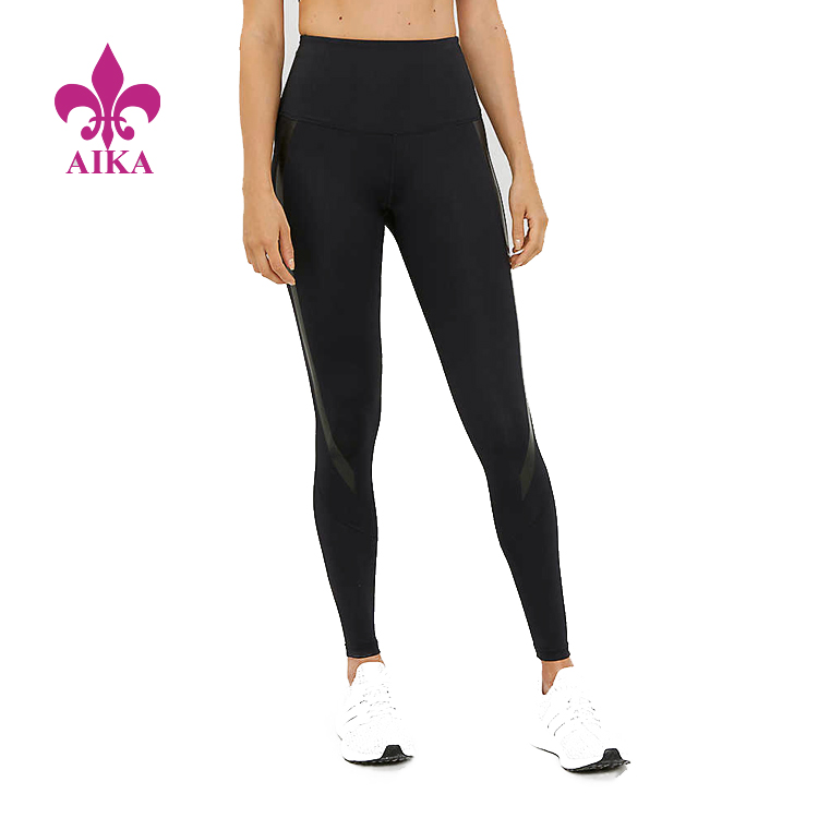Good quality Women Ruched Leggings - Wholesale Fitness Clothing High Rise Full Length Contrast Stripe Compression Sports Leggings – AIKA