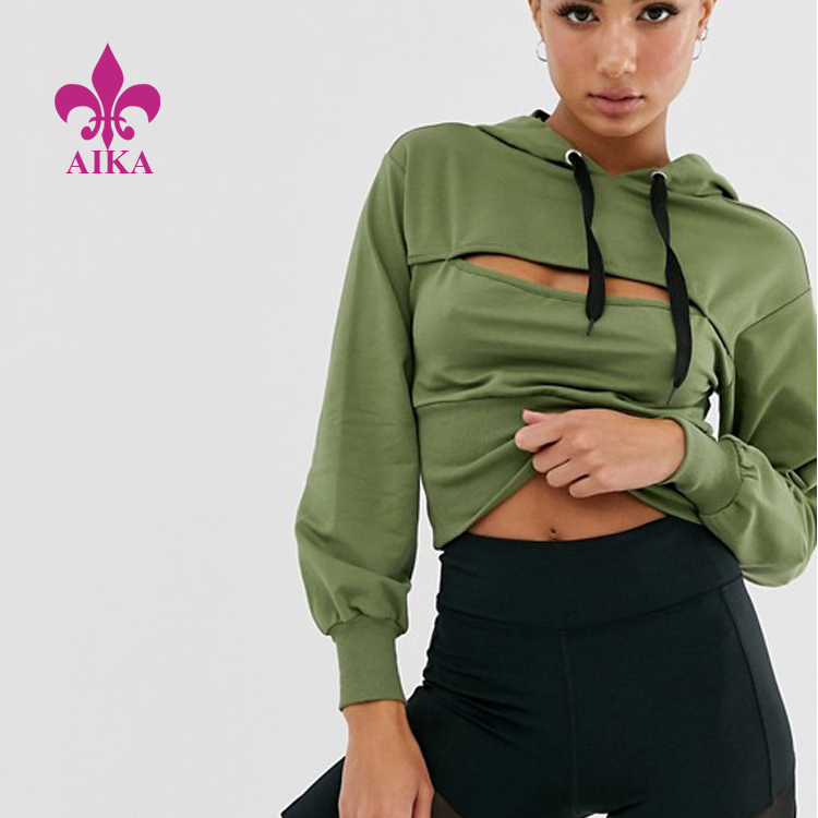 High Quality Custom Sexy Fashion Style Cut Out Hoodie Gym Sports Sweat Hoodie for Women
