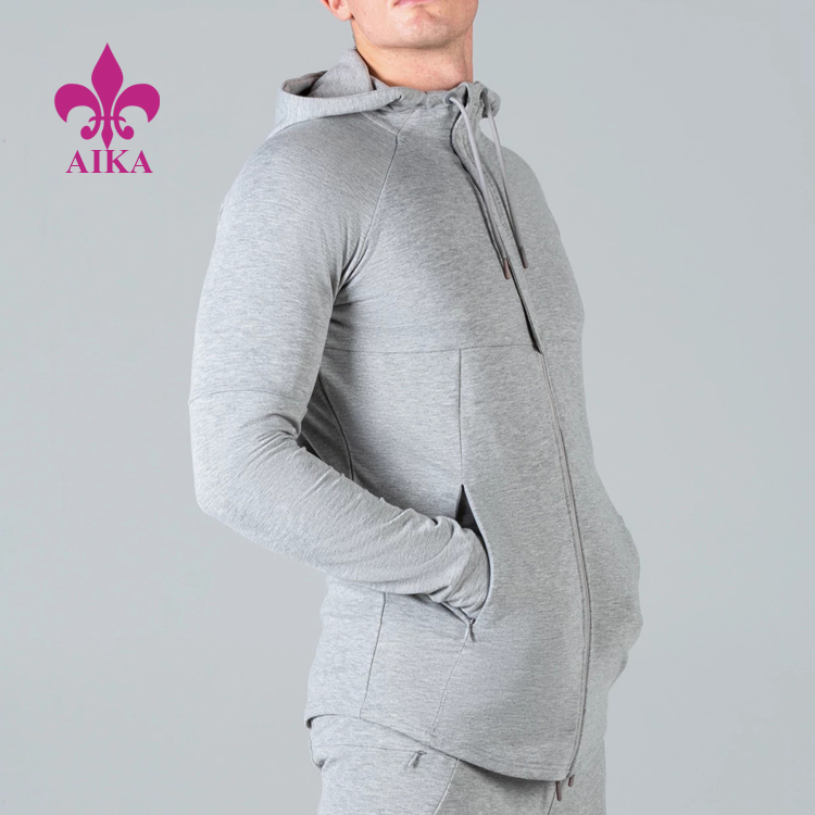 High definition Workout Fitness Jogger - Invisible Zipper Activewear Design Custom Workout Clothes Blank Hoodies Sweatshirts For Men – AIKA