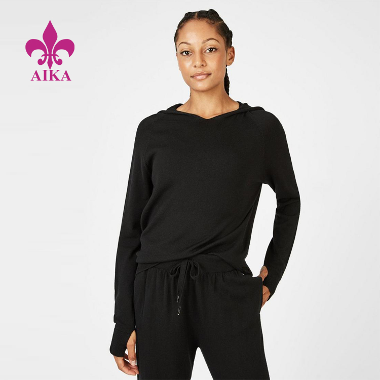 High Quality Women T Shirts - High Quality Custom Cozy Style Relaxed Fitting Super Soft Glitter Stripe Back Women Sports Hoodie – AIKA