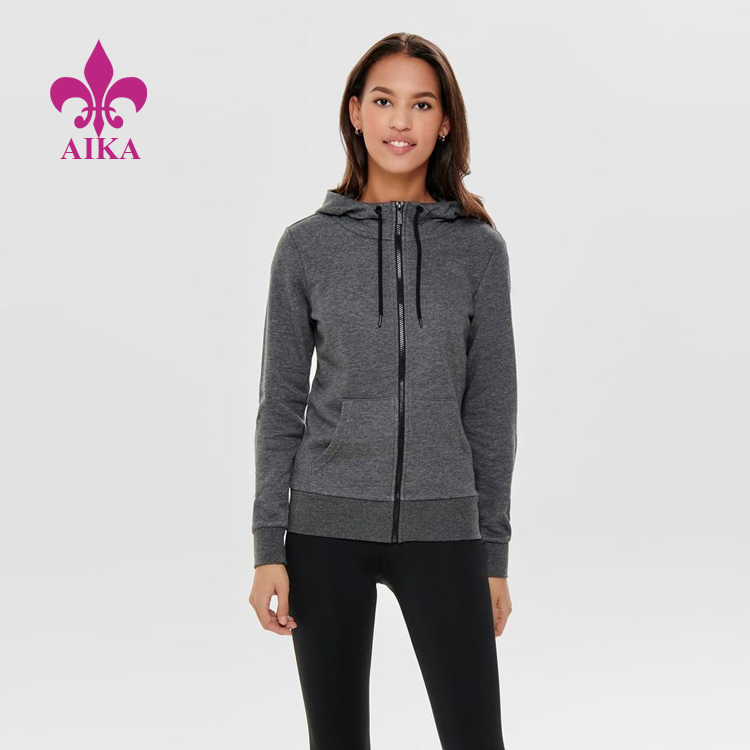 8 Year Exporter Custom Yoga Bra - Polyester / Cotton Material Solid Color Gym Fitness Sports Hoodie Jacket for Women – AIKA