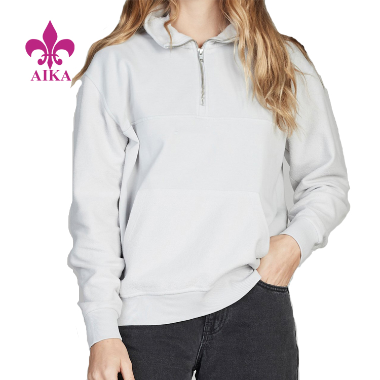 professional factory for Sports Tights - New Arrived Women Sports Wear Street Style Keep Warm Boxy Half-Zip Pullover Sweatshirt – AIKA