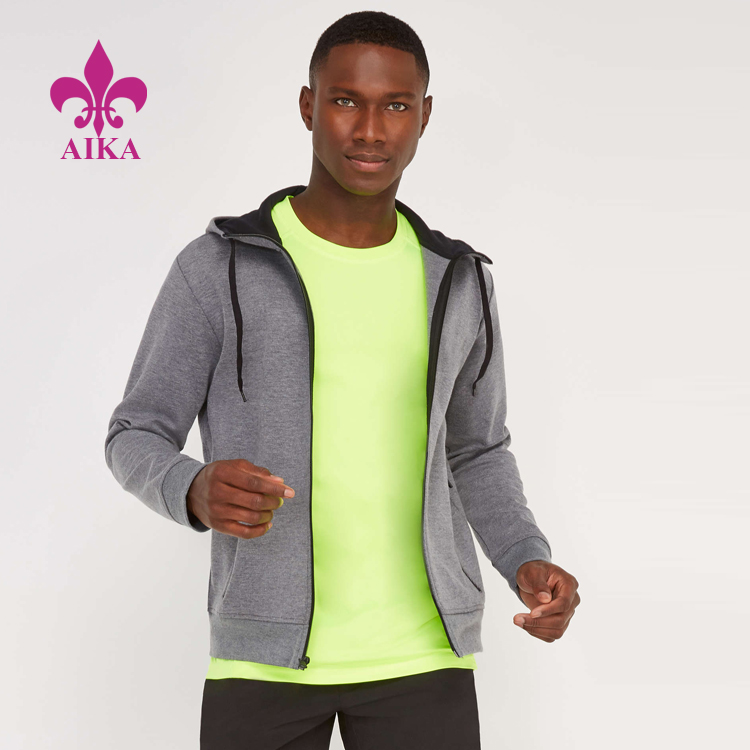 OEM Factory for Leggings Polyester - Wholesale popular custom comfortable polyester cotton zip up jacket for mens sportswear – AIKA