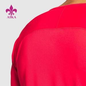 Wholesale Custom Spandex Muscle Quick Dry Logo Printing Blank Red Gym T Shirt For Men