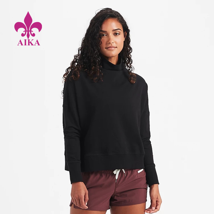 Europe style for Sports Wear Supplier - Ladies Sports Wear Cozy Style Mock Neck Stretchy Fleece Long Sleeve Sweatshirt Hoodie – AIKA