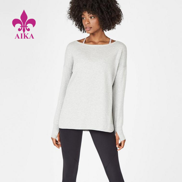 OEM Manufacturer Yoga Bra Manufacturer - New arrival sexy women plain regular fit open back fitness sports wear running pullover sweatshirt – AIKA