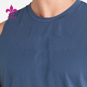 Custom Logo Printing Loose Fit O-Neck Cotton Spandex Sport Tank Top for Men