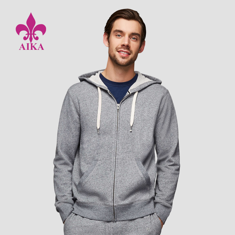 Chinese wholesale Garments Wear - Custom mens comfortable polyester cotton basic jacket essential fitness gym wear coat – AIKA