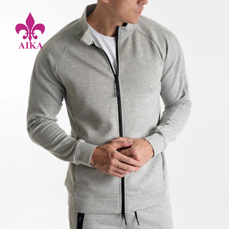 Factory Price Polyester Suit Pants - Zipper Up Stand Collar Hoodies Design Fitness Sweatshirts Training Gym Hoodies Wear For Mens – AIKA