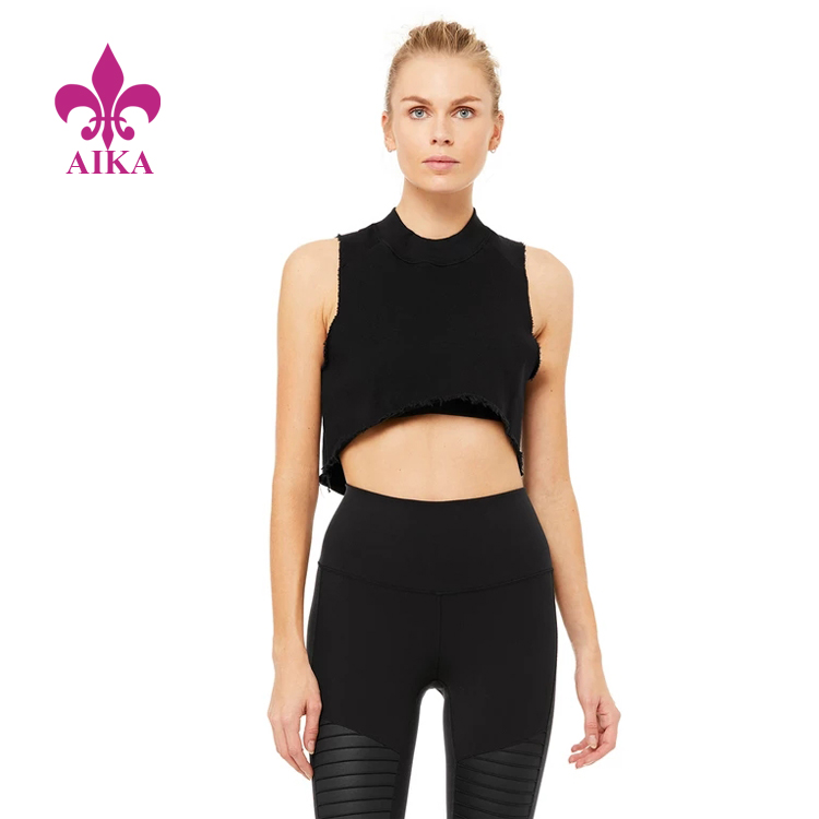 Wholesale Discount Fitness Tank Tops - Custom On-trend Design Cropped Soft Terry Women Sports Street Yoga Tank Top – AIKA
