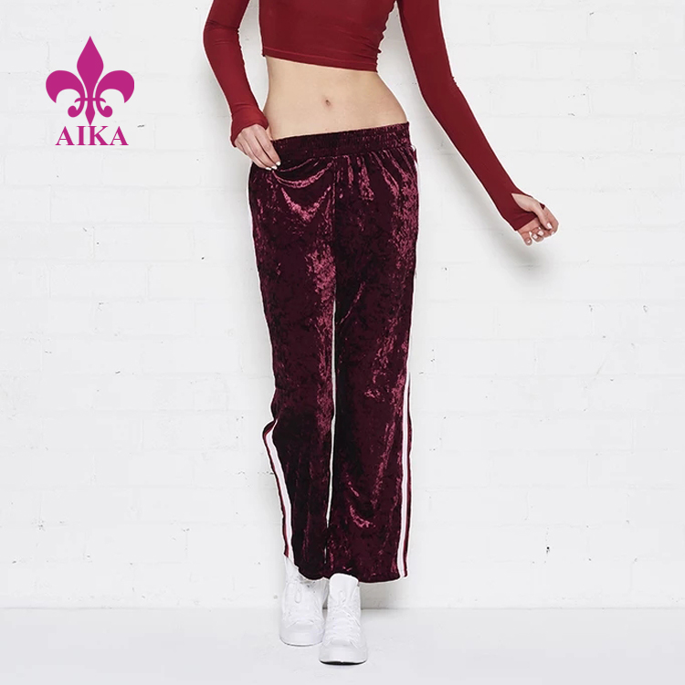 Renewable Design for Yoga Clothing - High Quality Custom Street Style Side Stripe Wide Leg Sports Tracksuit Pants for Women – AIKA