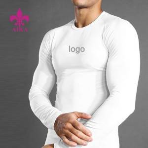 Best Selling Custom Logo Long Sleeves Muscle Training Gym Sport Cotton Compression T Shirt