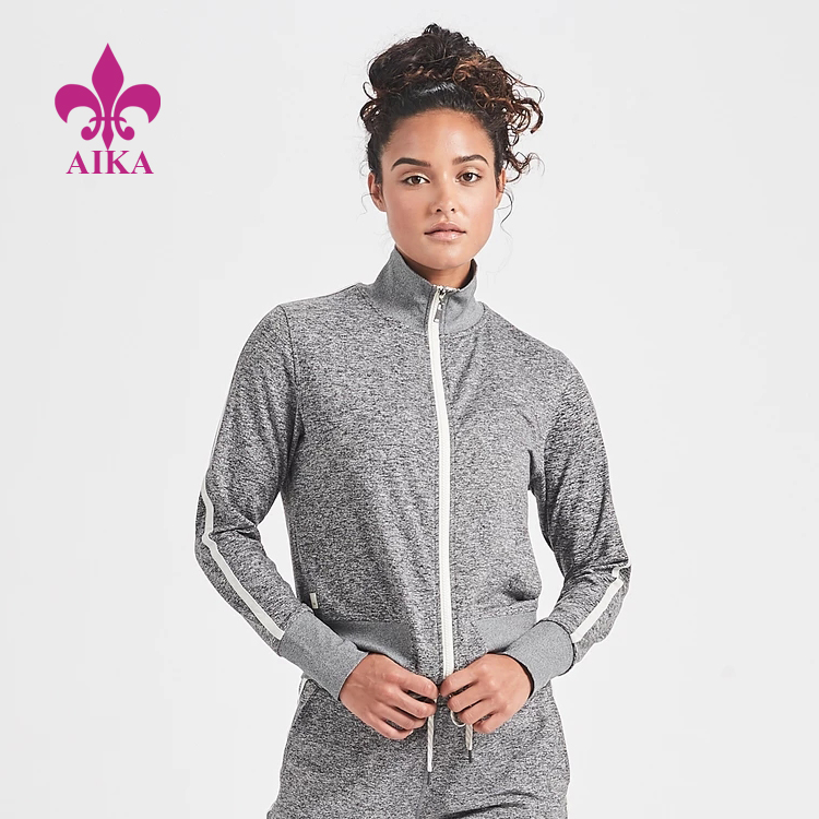 Big Discount Custom Sports Bra - High Quality Custom Stripe Quick Drying Performance Stretch Jersey Track Jacket – AIKA