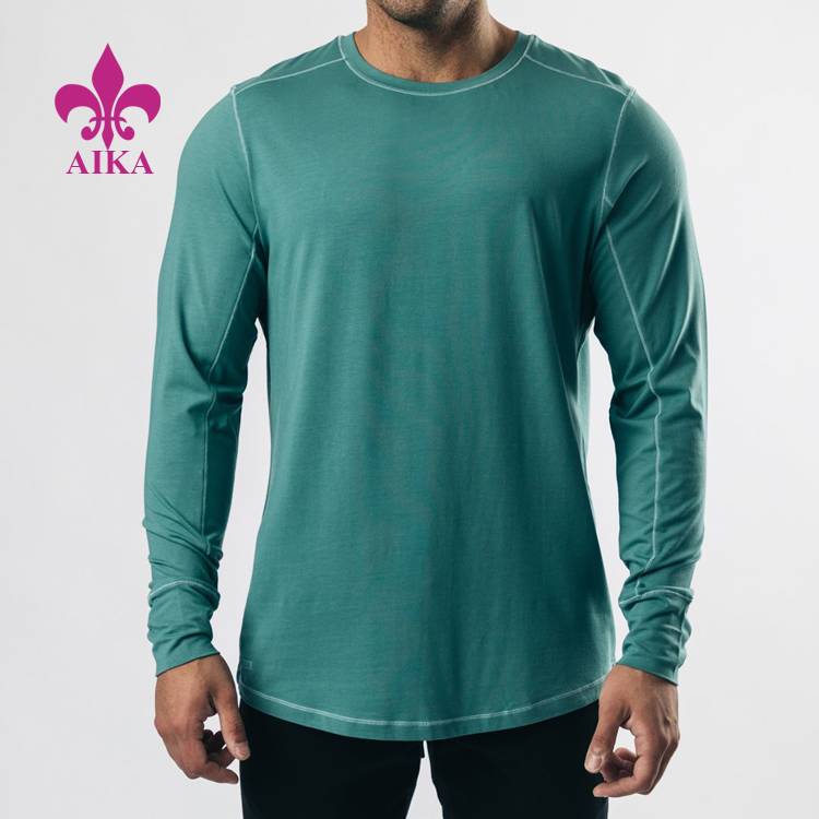 OEM Customized Fitness Pants - Custom SportsTraining Wear Cotton Long Sleeve Gym Plain OEM T Shirt For Men – AIKA