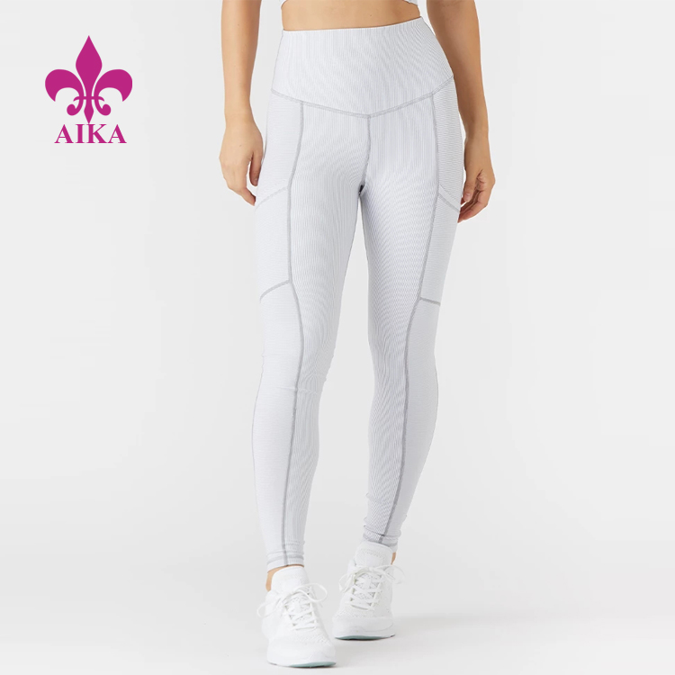 One of Hottest for Gym Clothes Supplier - Custom Wholesale Strips Design Compression Tights Women Workout Gym Leggings  Yoga Pants Wear – AIKA