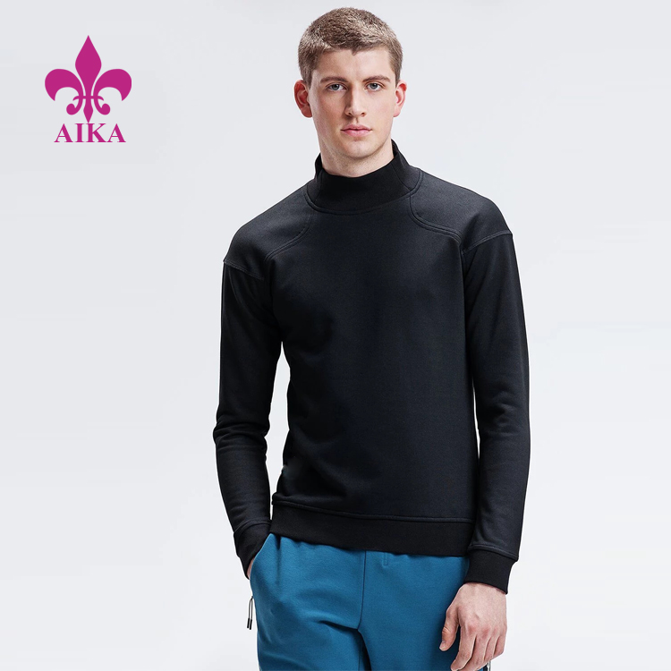 New Fashion Design French Terry High Neck Men Sports Pullover Sweatshirt