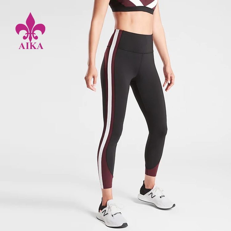 Factory wholesale Custom Crop Tops - Fashion Compression Patchwork Colorblock 7/8 Tight Sports Gym Yoga Women Leggings – AIKA