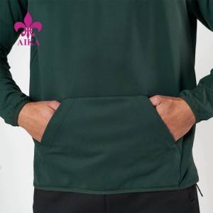 Custom High Quality Cotton Half Zip Fitness Mens Athletic Gym Wear Pullover Hoodies