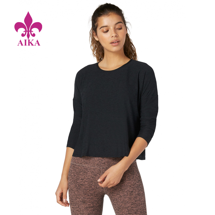 Must-Have Wholesale Gym Clothing Morning Light Cropped Pullover Long Women Sleeve T-shirt