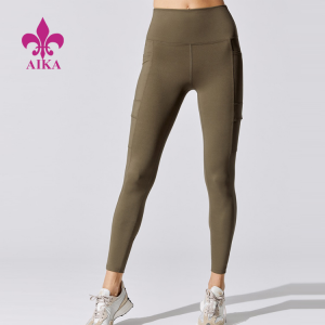 Factory Price Custom Yoga Fitness Wear wholesale nylon spandex gym Legging High Waist quick dry Leggings pants With Pocket