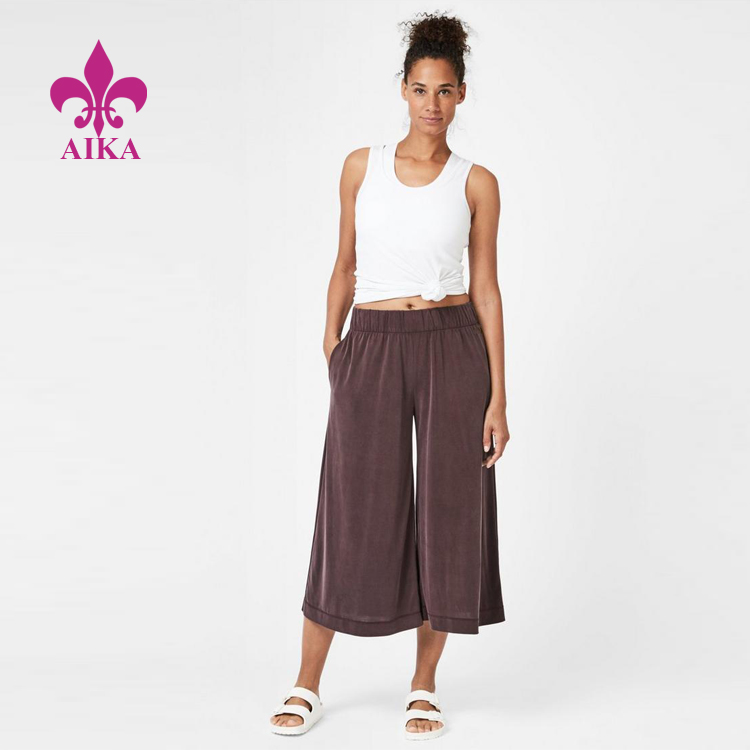 OEM/ODM China Sportswear Supplier – New Custom Wholesale Casual Style Super Cropped Wide Leg Culotte Women Gym Workout Pants – AIKA