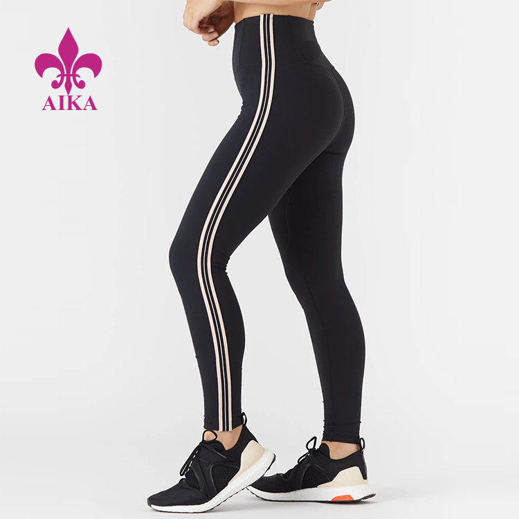 Athletic Yoga Wear Custom Logo Strips Design Gym Tights Wholesale Women Leggings