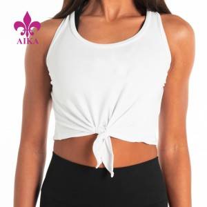 Latest Summer Fitness Ladies Crop Top With Front Tied Up Women’s Crewneck Tank Top