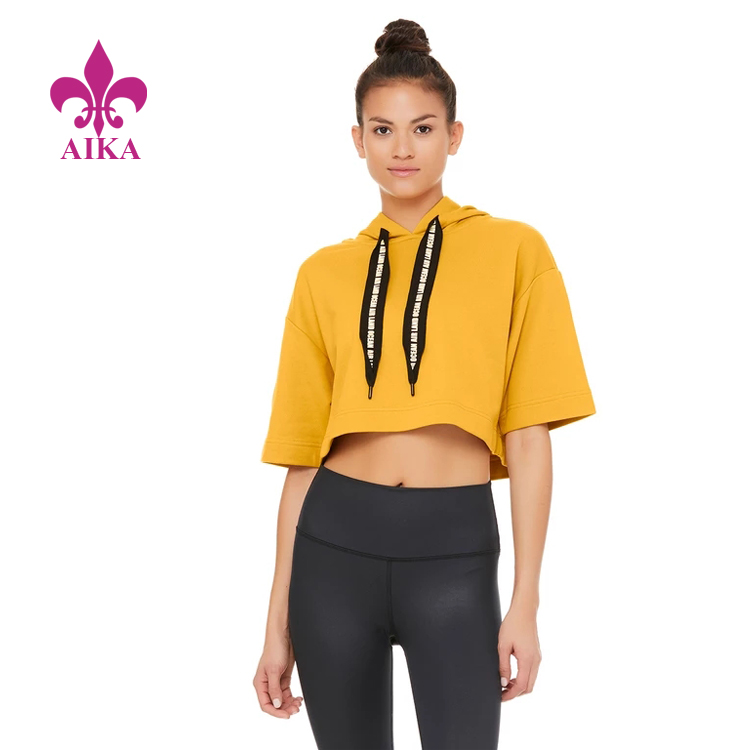 Excellent quality Custom Sports Wear - Summer Hot Custom Beach Style Casual Short Sleeve Crop Hoodie for Women – AIKA
