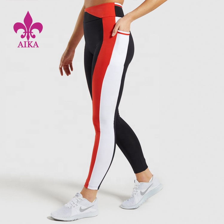 OEM/ODM Supplier China Sportswear Supplier - High quality Custom Elastic Brand wholesale fashion breathable quick Dry fitness color block leggings for women – AIKA