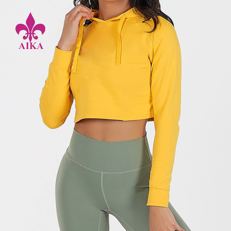 PriceList for Sport Pants For Women - Sports Wear Made In China Terry Fabric Short Gym Crop Hoodies For Women – AIKA