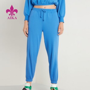 Custom High Waist Elastic Band Loose Fit Cotton Spandex Breathable Tracksuit for Women
