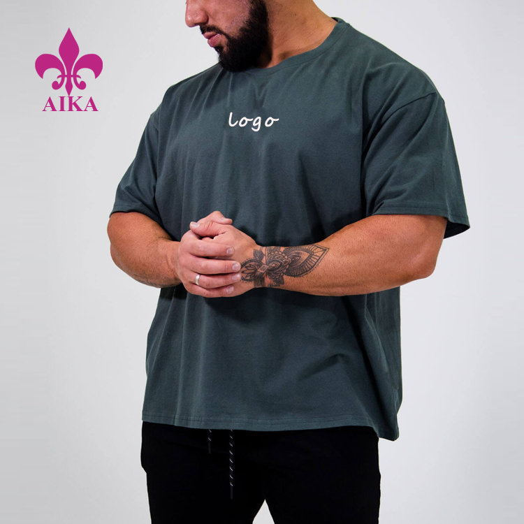High definition Men Plain Shirt - High Quality Wokrout Clothing Custom Logo Printing Oversized 100% Cotton T Shirt For Men – AIKA