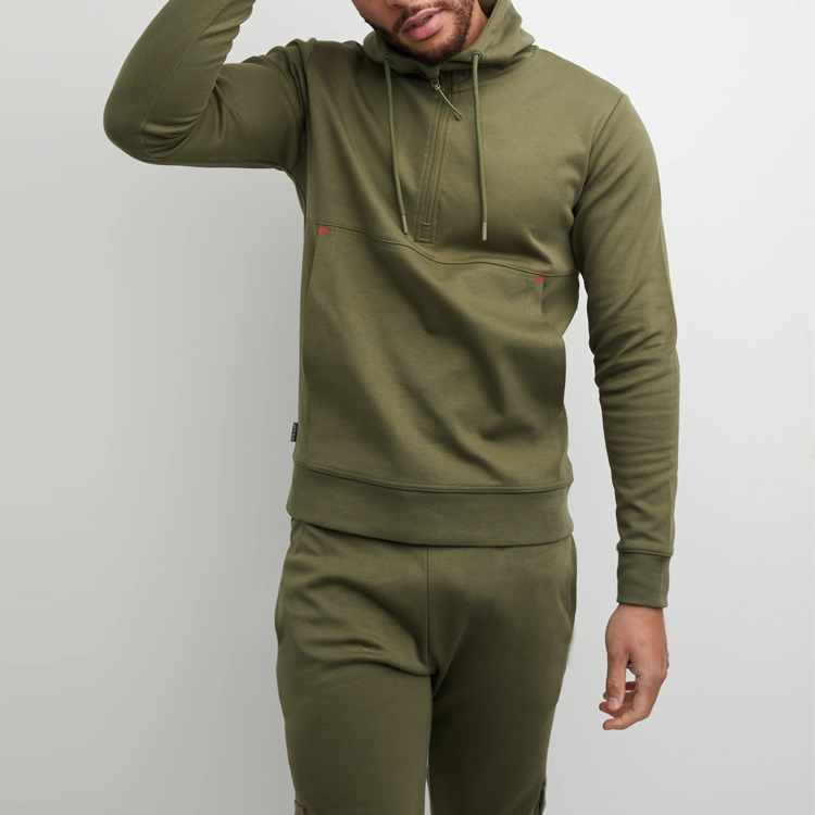 OEM/ODM Manufacturer Casual T Shirts - OEM Wholesale Front Quarter Zip Cotton Plain Workout Hoodie For Men  – AIKA