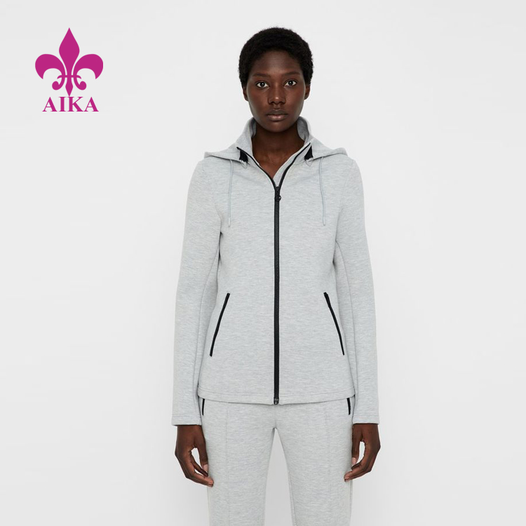 Bottom price Yoga Wear For Women - High Quality OEM Sporty Warn Softy Regular Fit Zip-up Sports Hoodie Jacket for Women – AIKA