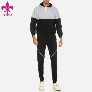 High Quality Running Wear Sweatsuit Mens Hoodie Joggers Color Panel Men Tracksuit