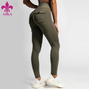 Factory Price Workout Clothing Yoga Pants Nylon Spandex Running Wear Cargo Leggings With Pockets