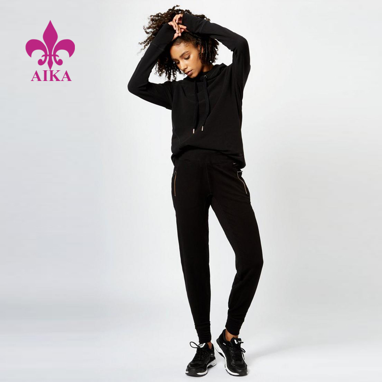 Wholesale Women Wear Pants - New Fashion Style Slim Tapered Fit Rose Gold Zips Cuffs Running Women Sweat Pants – AIKA