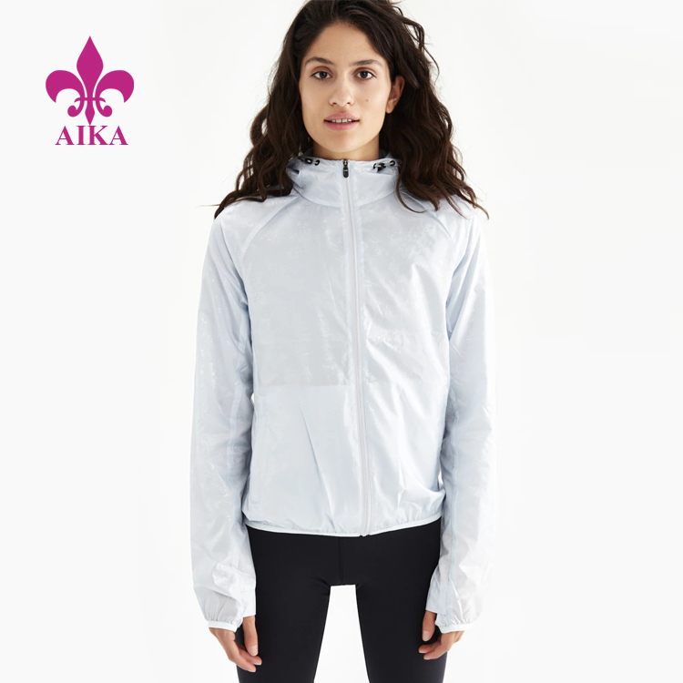 Cheapest Factory Yoga Vest - Custom Sports Wear Lightweight Breathable High Collar Thumbholes Women Windbreaker – AIKA