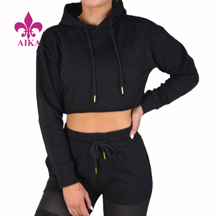 OEM manufacturer Yoga Clothes Manufacuturer - Wholesale Crop Top Design Logo Printing Pullover Wear Fitness Sports Hoodie For Women – AIKA