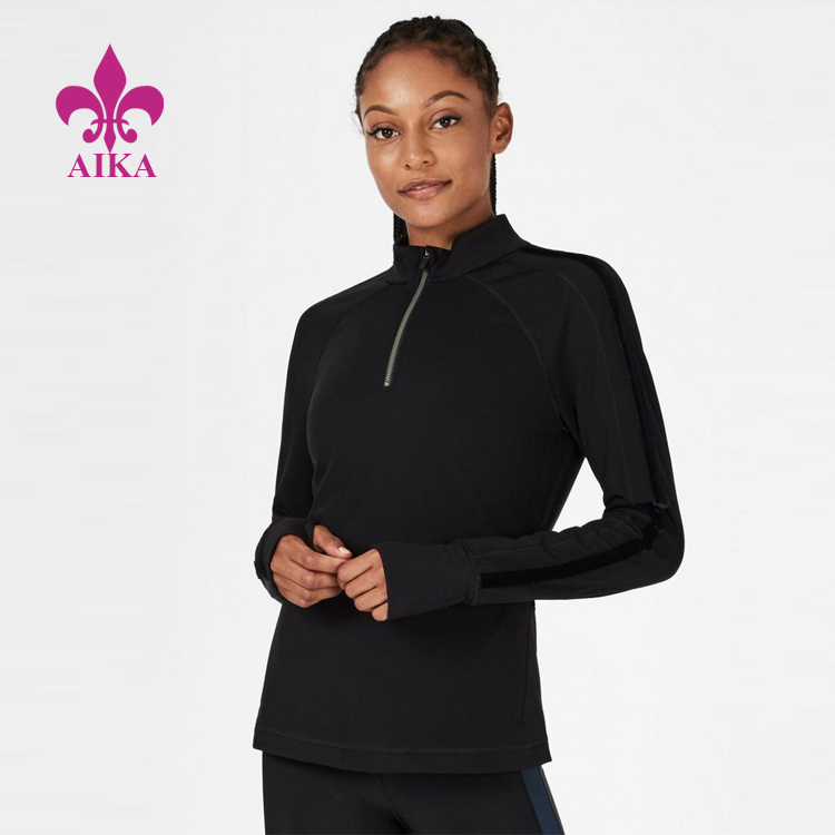 China wholesale Casual Shorts - Cheap Custom Wholesale Warm Slim Fitting Half Zip High Neck Women Long Sleeve Top – AIKA