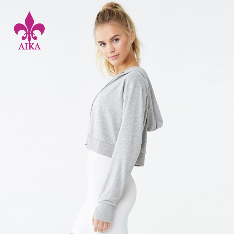 Fast delivery Yoga Women Sport Wear - Custom Frist Quality Blank Terry Fabric Crop Gym Yoga Hoodies for Women – AIKA
