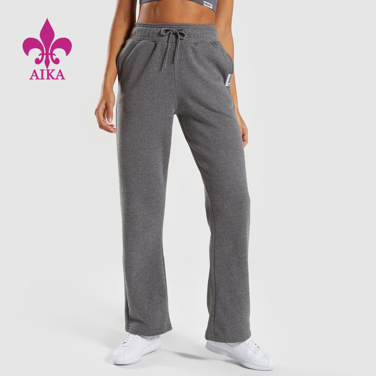 Wholesale Custom plus size dark grey slounge straight leg fitted joggers women