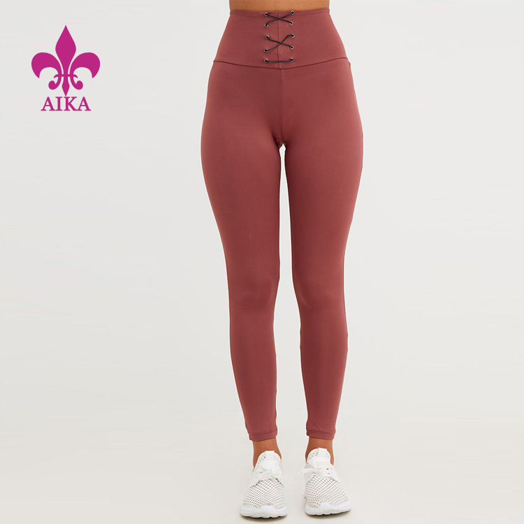 Cheapest Price Sweat Pants Supplier - Custom OEM Unique Pull Rope Belt Elastic Waist  Stretchy High Waist Sports Jogging Workout Gym Yoga Leggings – AIKA
